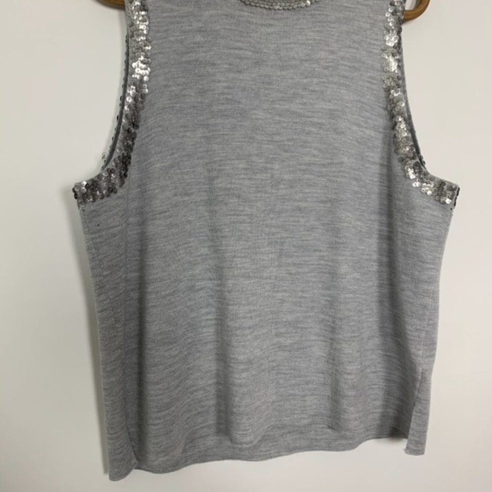 J Crew Sequin Crewneck Shell Top Merino Wool #2832